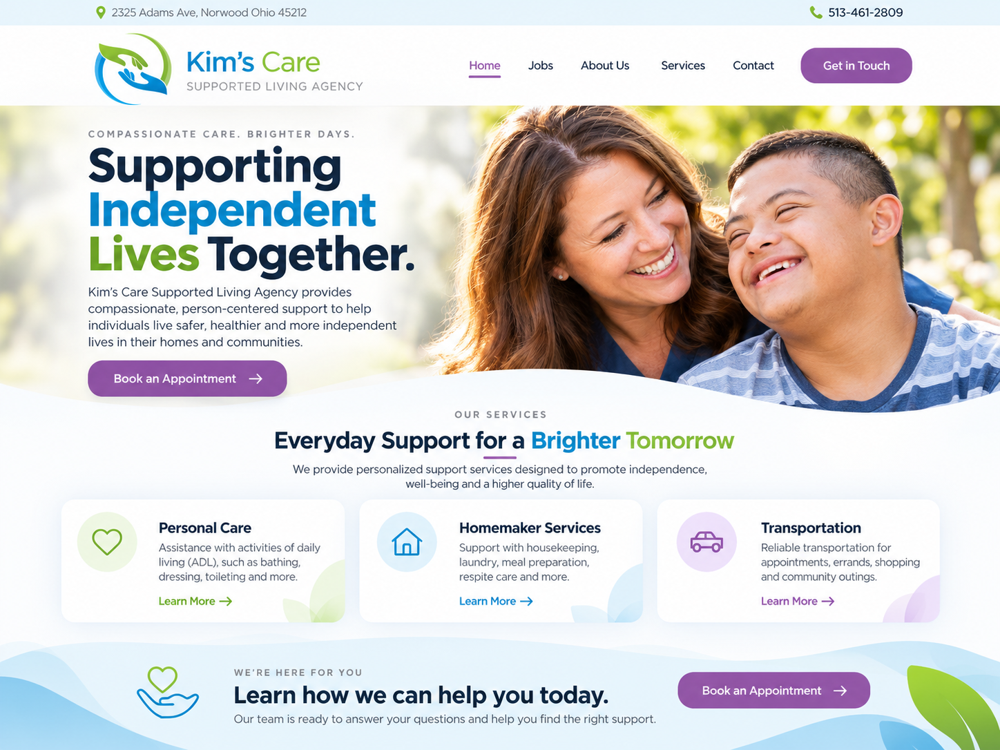 Kim's Care website preview